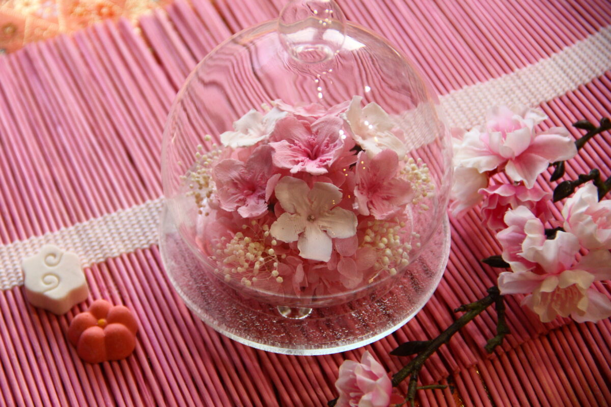 本物の桜をプリザーブドフラワー加工いたしました
